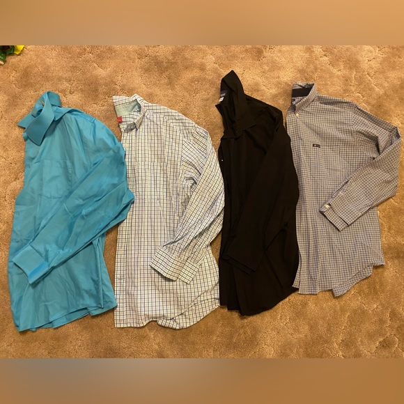 Men's Casual Button Down Shirts - Blue, Brown, Yellow Plaid - Picture 2 of 3